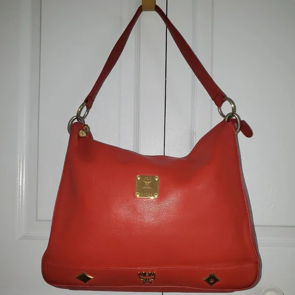 MCM AUTH. HOBO Rare(Germany) GENUINE LEATHER SHOULDER BAG